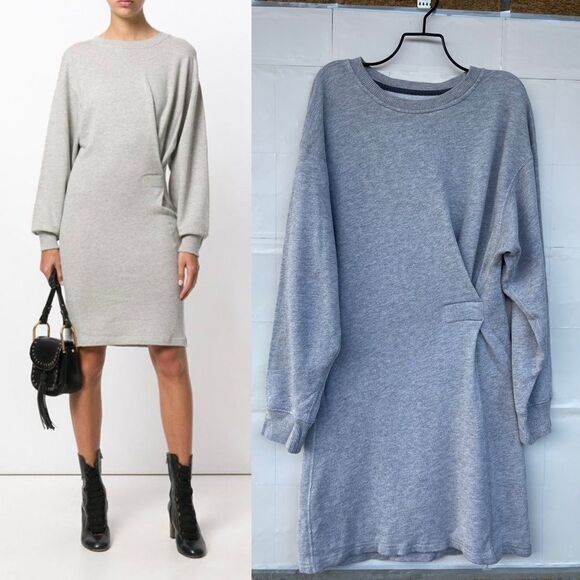 Isabel Marant Etoile Fewlyn French Terry Dress Heathered Gray size 40 /10 - Picture 1 of 13